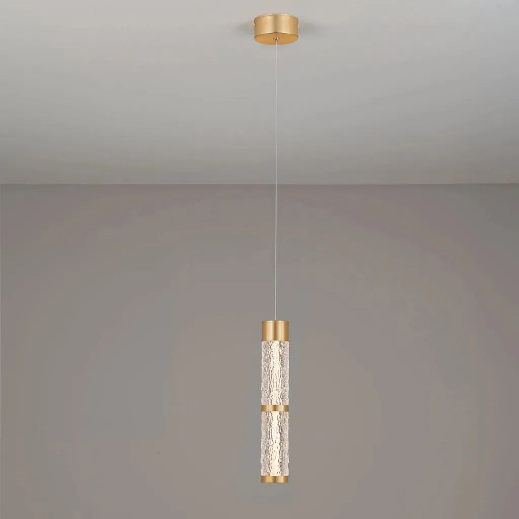 Pendul LED modern decorativ, alama aurie DECORO