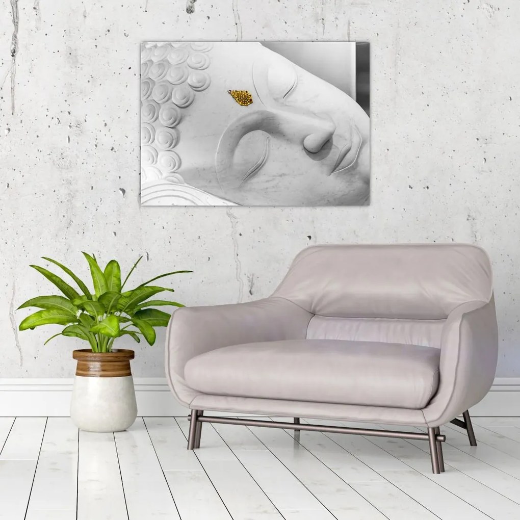 Tablou pe sticlă - Buddha alb (70x50 cm)