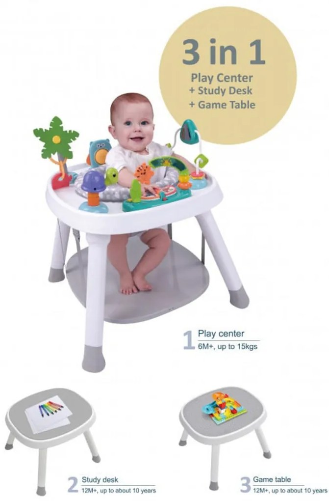 Centru de Activitati 3 in 1 NOVOKIDS™ MultiPlay Table Jumper, Transformabil in masuta de studiu si Lego, 0-10 ani, Cu melodii si lumini, Functie