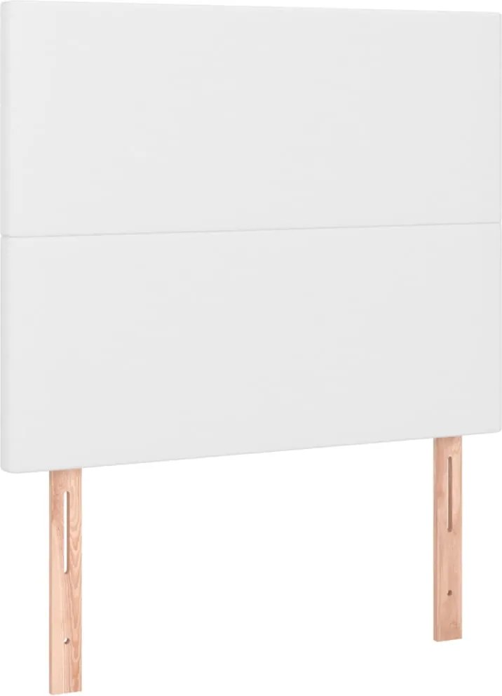 vidaXL Tăblie de pat albă 100x5x118/128 cm piele ecologică