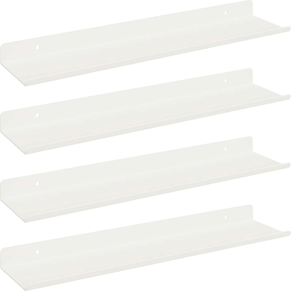 vidaXL Raft suspendat Pe perete 4 pcs Alb 40 x 9 x 2,5 cm Oțel