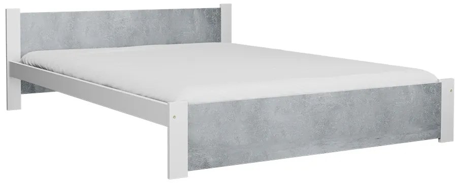 Pat de o persoana IKAROS 120 x 200 cm, beton/alb Saltele: Cu saltele Deluxe 10 cm, Somiera pat: Fara somiera