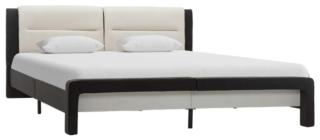 286724 vidaXL Cadru de pat, negru și alb, 140 x 200 cm, piele ecologică