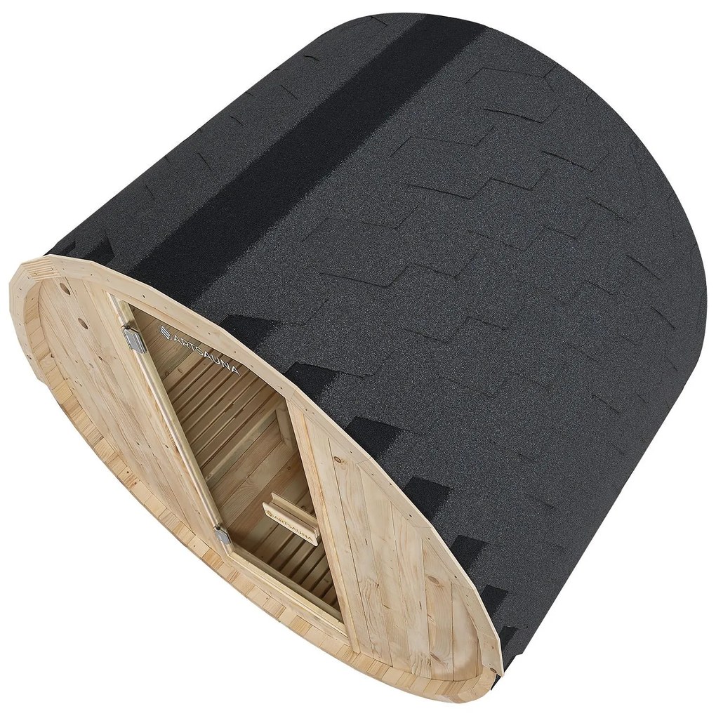 Vonkajšia sudová sauna Spitzbergen M dĺžka 120 cm priemer 190 cm (3,6 kW)