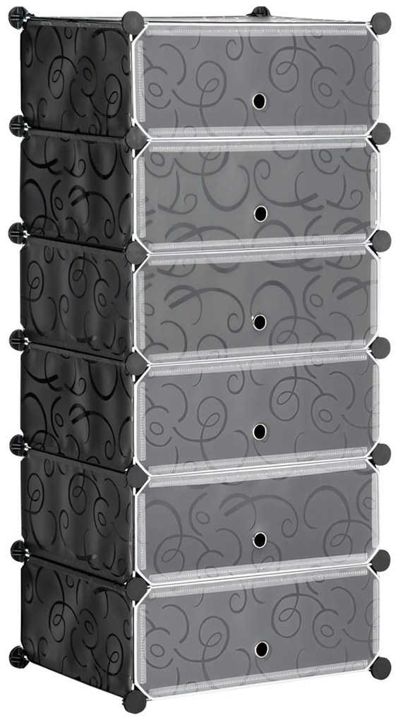 HOMCOM Mobilier de depozitare pentru pantofi modular 6 cuburi dreptunghiulare empilabile - negru | Aosom Romania