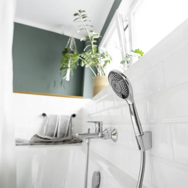 WENKO 23993100 - Cap de duș, sistem de economisire a apei, 11 x 11 cm, crom lucios/alb/gri