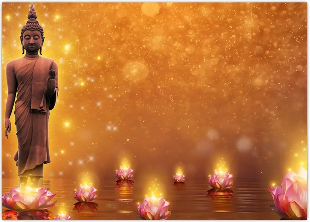 Tablou - Buddha în sclipici auriu (70x50 cm)