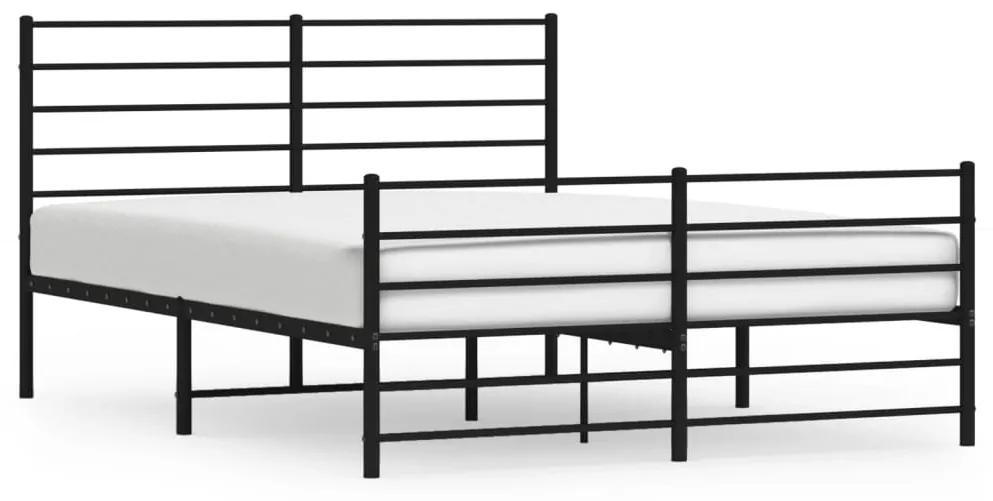 352337 vidaXL Cadru pat metalic cu tăblie de cap/picioare, negru, 140x190 cm