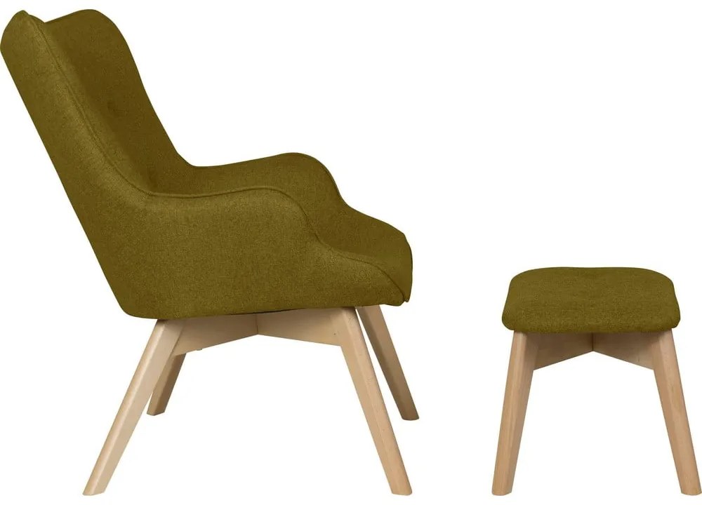 Fotoliu cu taburet verde Niko – Ropez