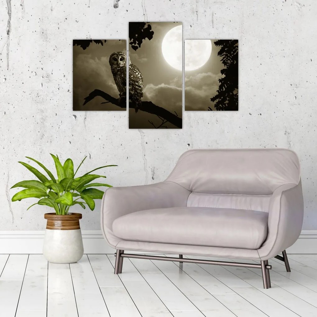 Tablou - Bufniță de noapte, auriu (90x60 cm)