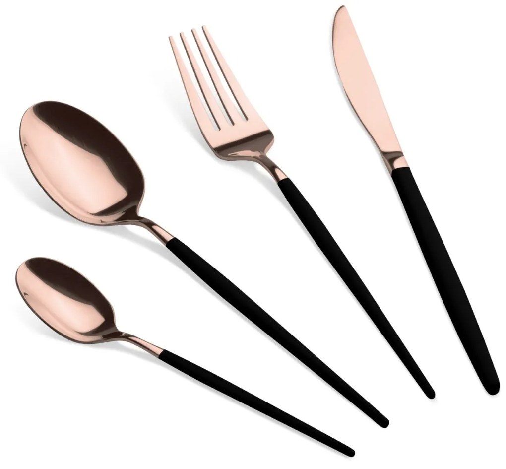 Set tacamuri 24 piese, 6 persoane, rose lucios cu negru mat Berlinger Haus BH 3073