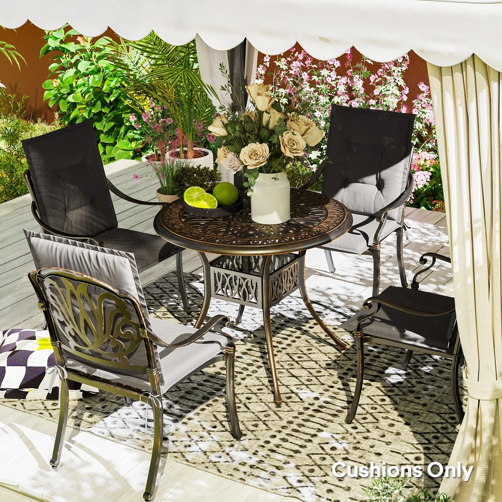 Outsunny Set de 4 perne de scaun 108 x 50 x 5 cm, perne de scaun cu curele pentru interior și exterior, gri închis | Aosom Romania