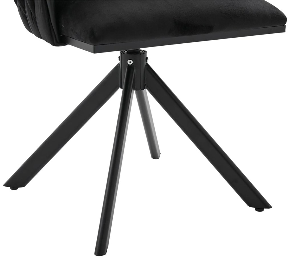 Set de 2 scaune pivotante din catifea, Negru | Aosom Romania