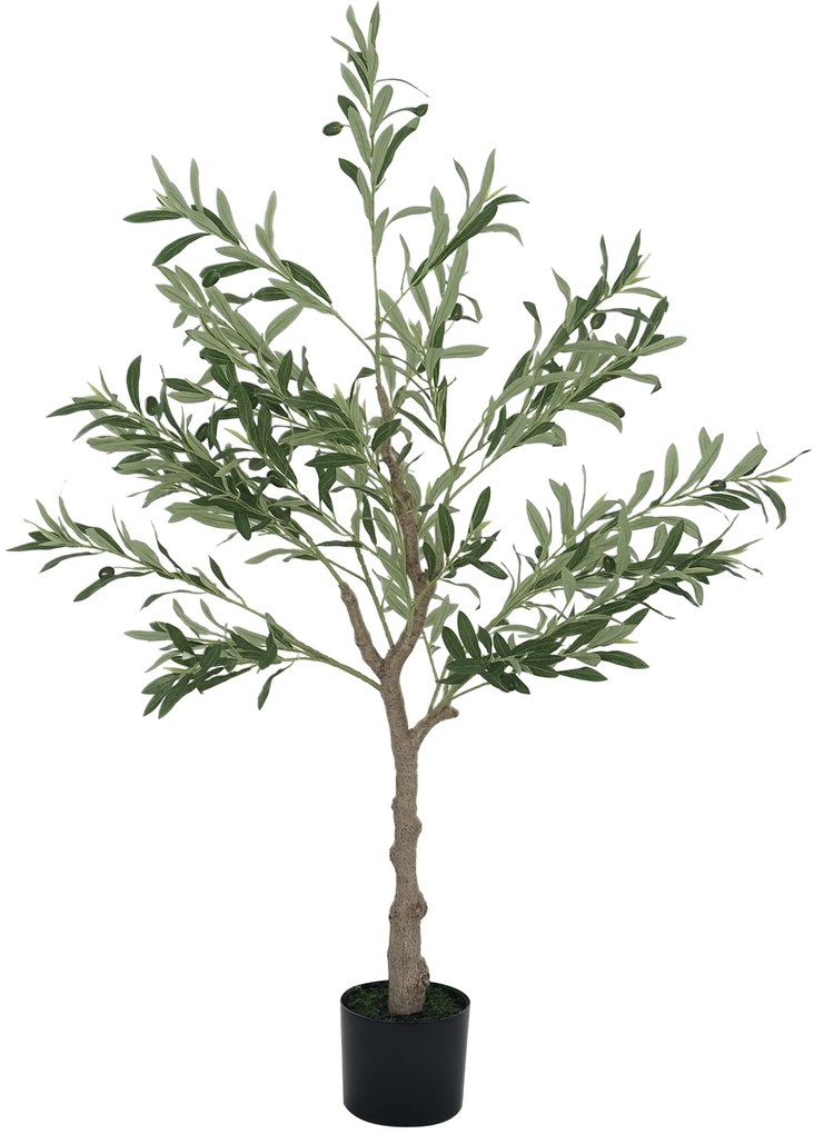 HOMCOM Plantă Artificială de Măslin cu 450 de Frunze, 20 de Măsline și Ghiveci Inclus, Ø15x120 cm, Verde | Aosom Romania