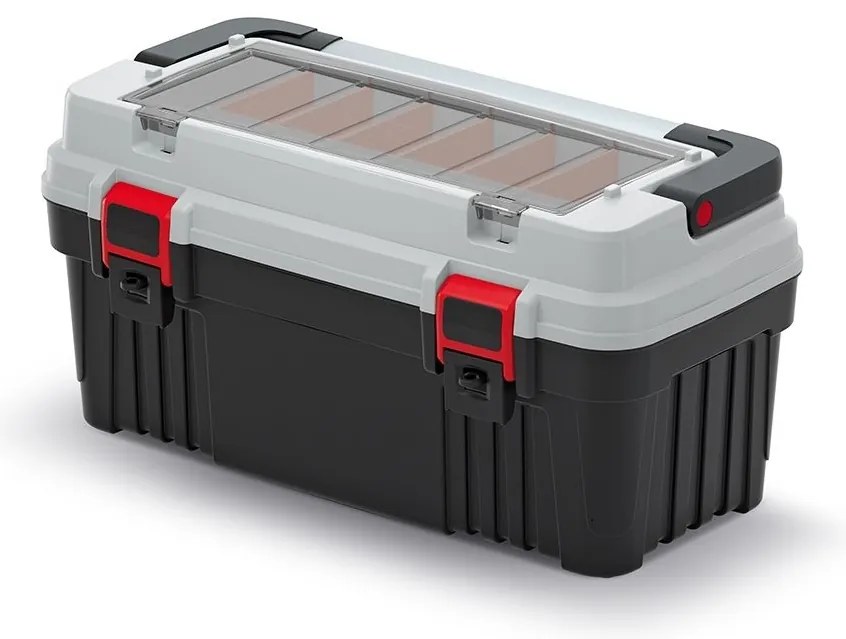 Cutie pentru scule cu maner metalic 54 x 27,8 x 26,9 cm, compartimentari, gri