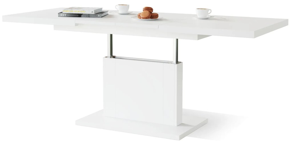Mazzoni ORION Alb Mat - MĂSUȚĂ DE CAFEA EXTENSIBILĂ MODERNĂ