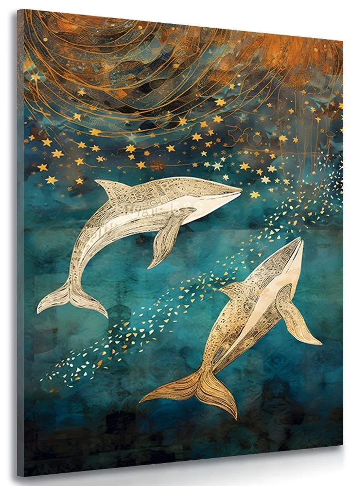 Tablou balene într-un ocean magic