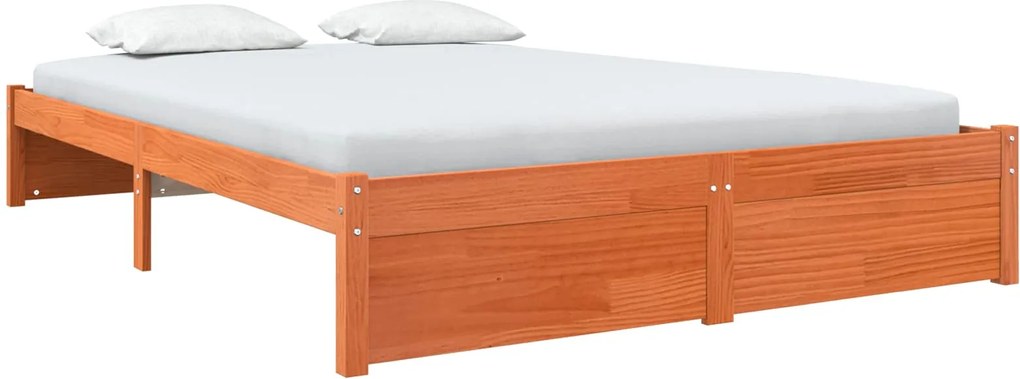 vidaXL Cadru de pat Maroniu cerat 150 x 200 cm Lemn de pin masiv