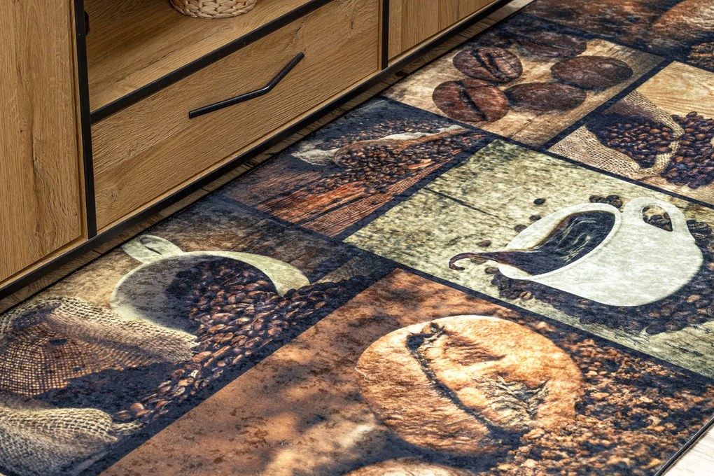 ANDRE 50090 covor lavabil Cafea bucatarie, anti-alunecare - maro