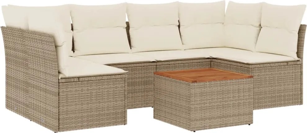 vidaXL Set canapele de grădină, 7 piese, cu perne, bej, poliratan