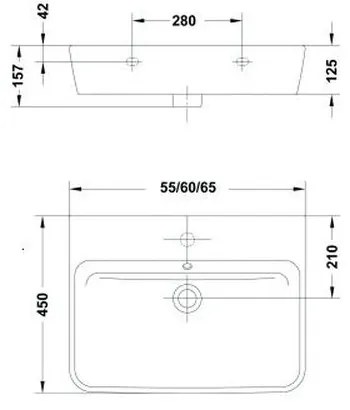 Lavoar suspendat alb 60 cm Gala Emma Square 600x450 mm