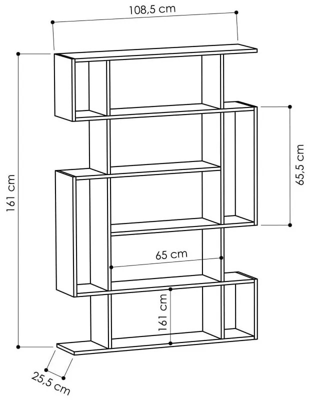 Bibliotecă gri antracit/în culoare naturală cu aspect de lemn de stejar 108,5x161 cm Mito – Homitis