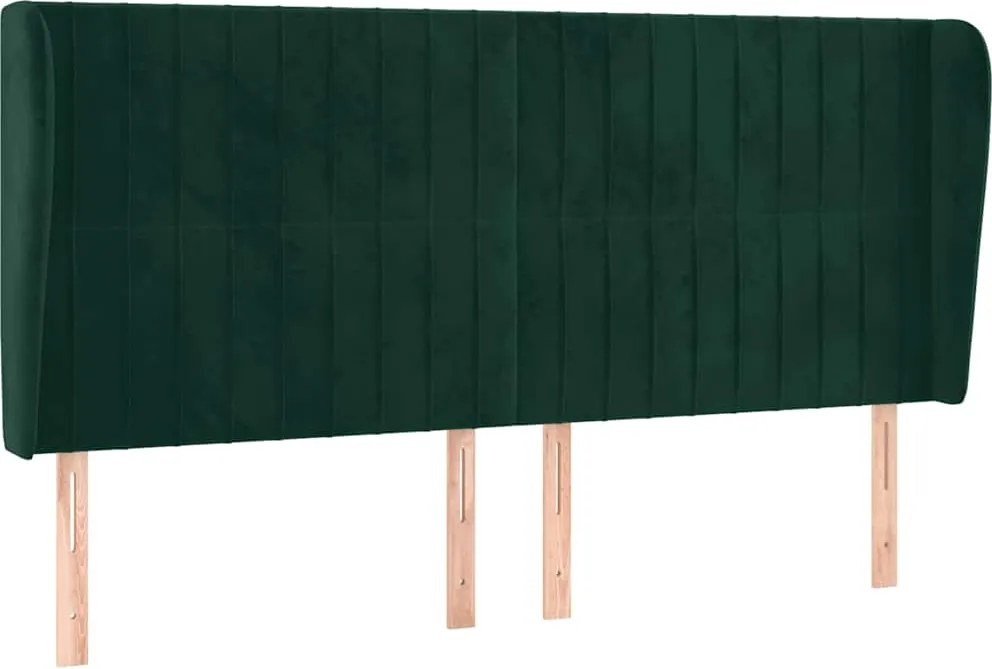 vidaXL Tăblie pat cu aripioare verde închis 183x23x118/128 cm catifea
