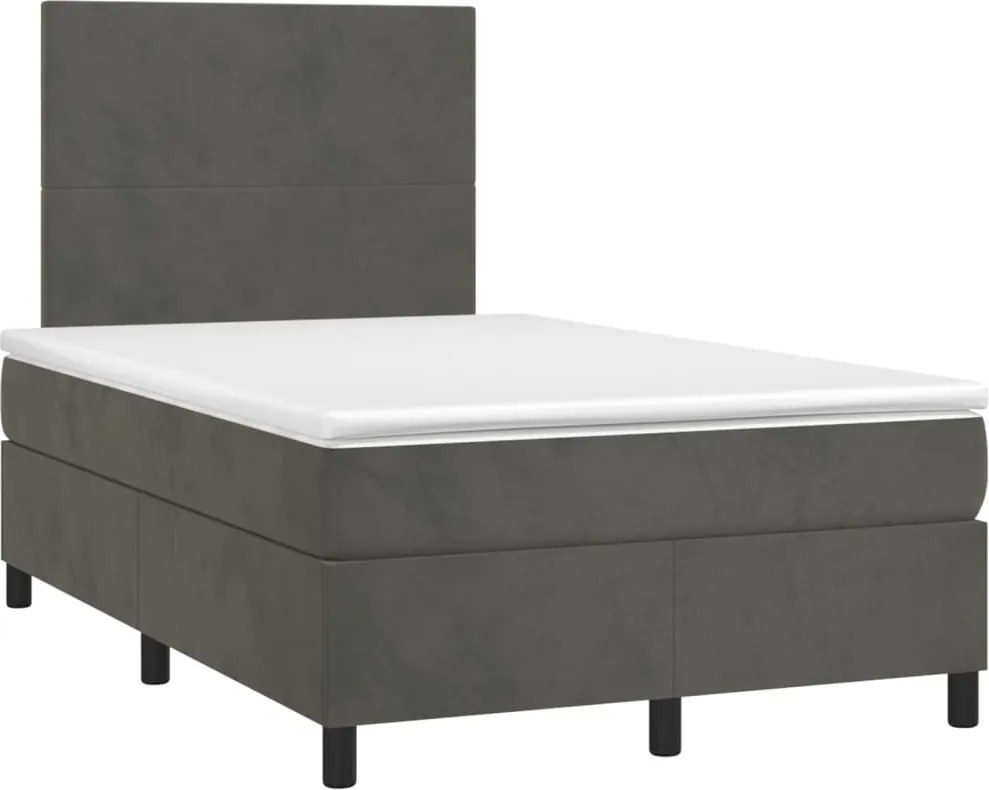 vidaXL Pat box spring cu saltea, gri închis, 120x190 cm, catifea