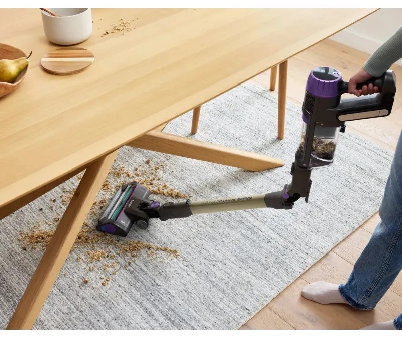 Aspirator vertical Shark IP3251EUT, 380W, 0.7 L, PowerDetect, Brat rabatabil, Autonomie 70 min, Gri/Violet