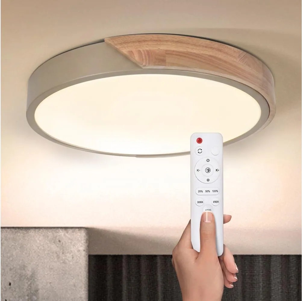 BRILAGI - Corp de iluminat LED dimabil PILANA LED/48W/230V stejar/bej Ø 40 cm + telecomandă