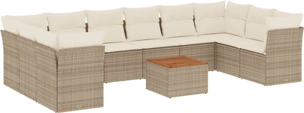 vidaXL Set canapele de grădină cu perne, 11 piese, bej, poliratan
