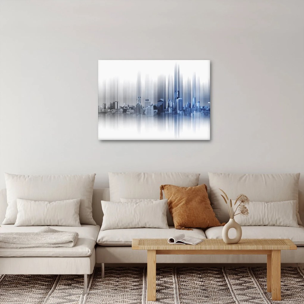 Tablou - Panorama orașului, albastru-gri (70x50 cm)
