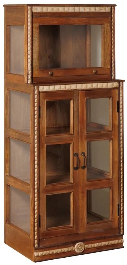 Vitrina din lemn reciclat si sticla, cu 3 usi, Andalus