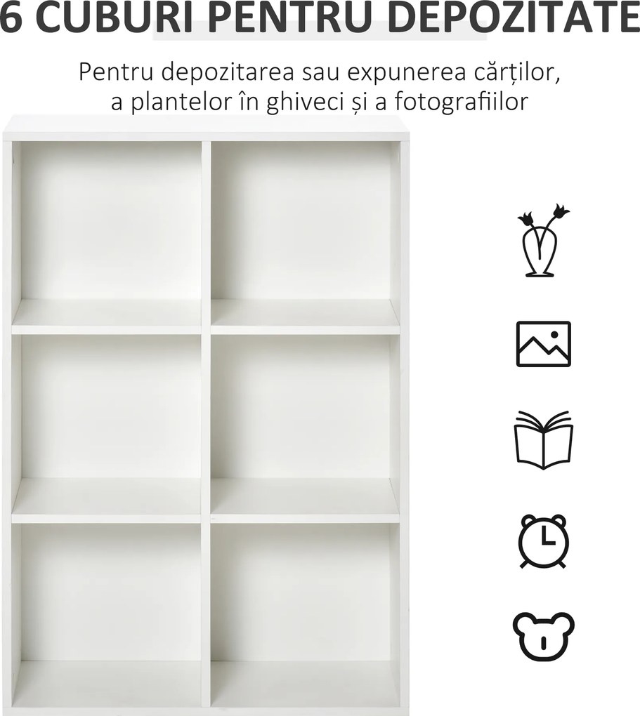HOMCOM Mobile Libreria a 6 Cubi Moderno a Parete in Legno Bianco | Aosom Romania