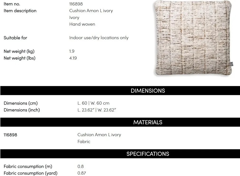 Perna design LUX Amon L, Ivory