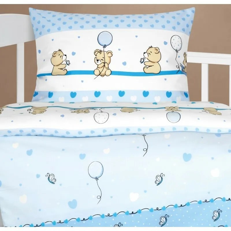 Bellatex Lenjerie de pat din bumbac Agata Bearalbastru, 90 x 135 cm, 45 x 60 cm