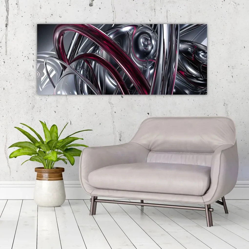 Tablou cu abstracție gri (120x50 cm), în 40 de alte dimensiuni noi