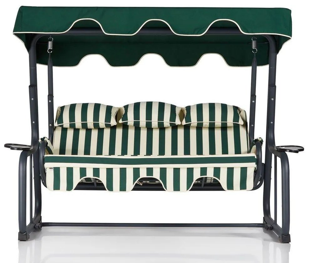 Balansoar de gradina cu 3 locuri Timsah, Verde, 200 x 165 x 110 cm
