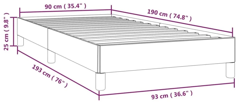 Cadru de pat, cappuccino, 90x190 cm, piele ecologica Cappuccino, 25 cm, 90 x 190 cm