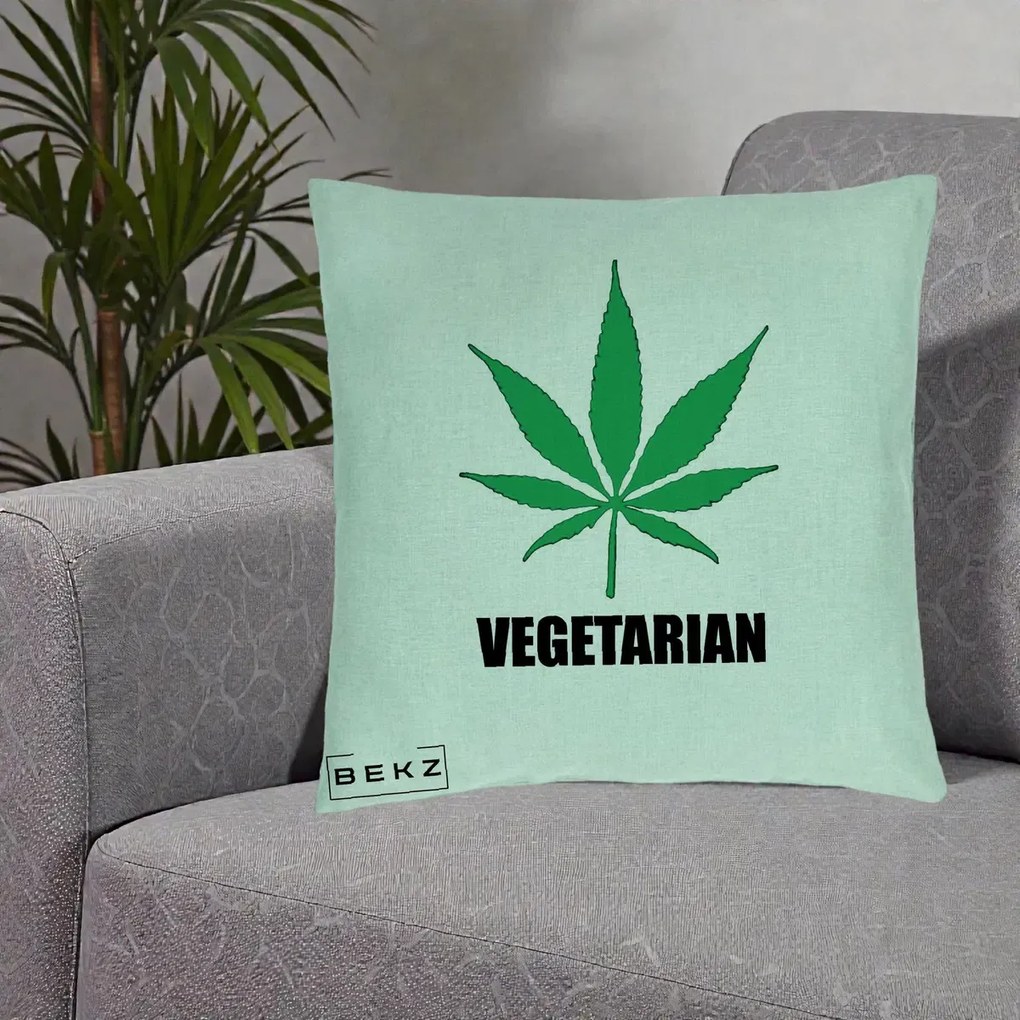 Perna Decorativa Vegetarian cu Frunza, 40x40 cm, Verde Menta, Husa Detasabila, Perna Inclusa, BEKZ®