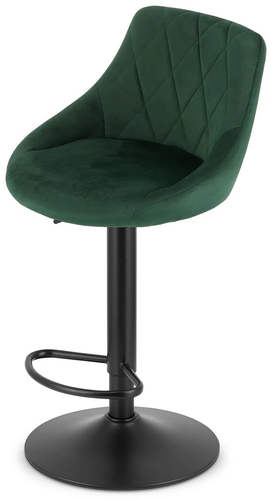 Scaun de bar verde KAST VELVET cu picior negru