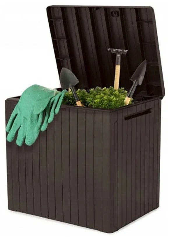 Cutie de depozitare pentru grădină din plastic City, 113L, maro