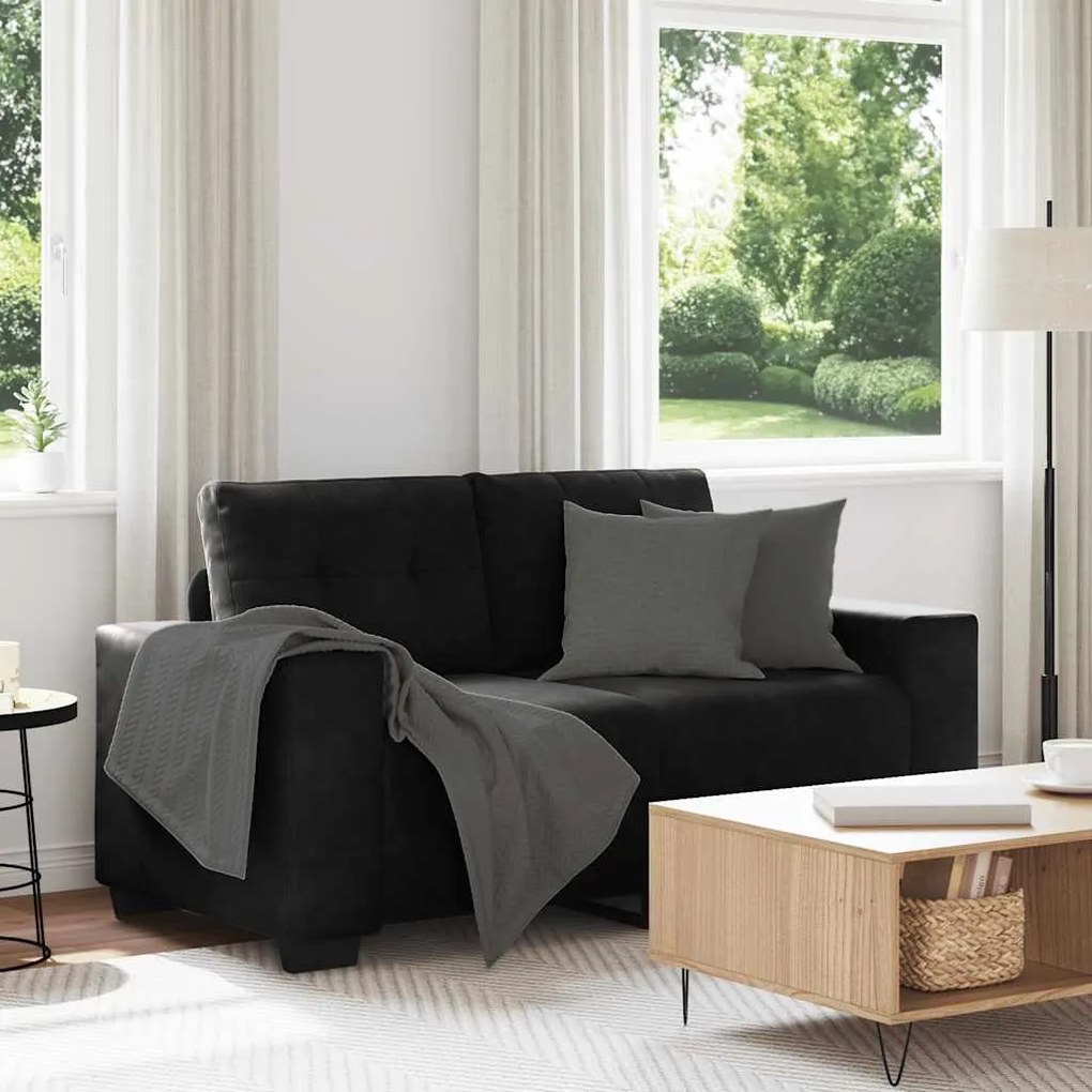 vidaXL Canapea loveseat neagră 120 cm catifea