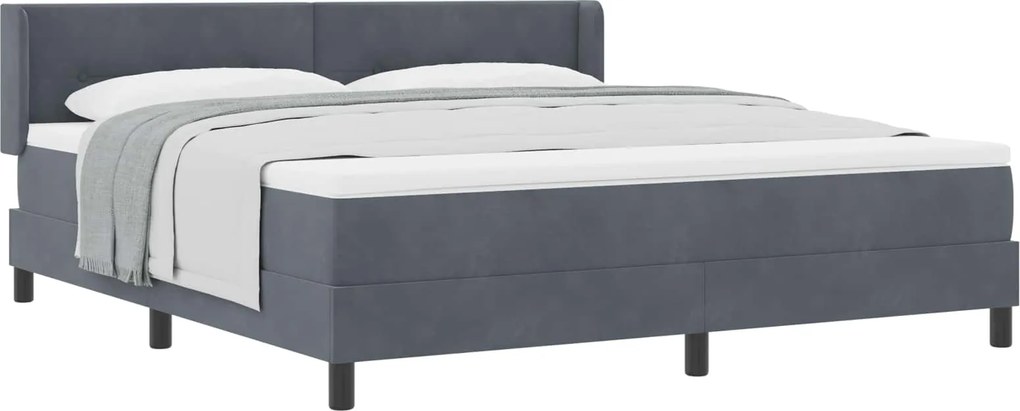 vidaXL Pat cu arcuri cu saltea Gri închis 200 x 180 cm Catifea