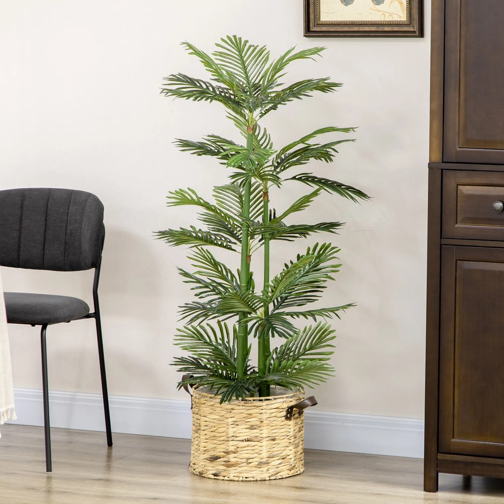 HOMCOM Planta artificiala Palmier tropical in ghiveci cu 45 de frunze, pentru interior exterior, 140 cm, Verde | Aosom Romania