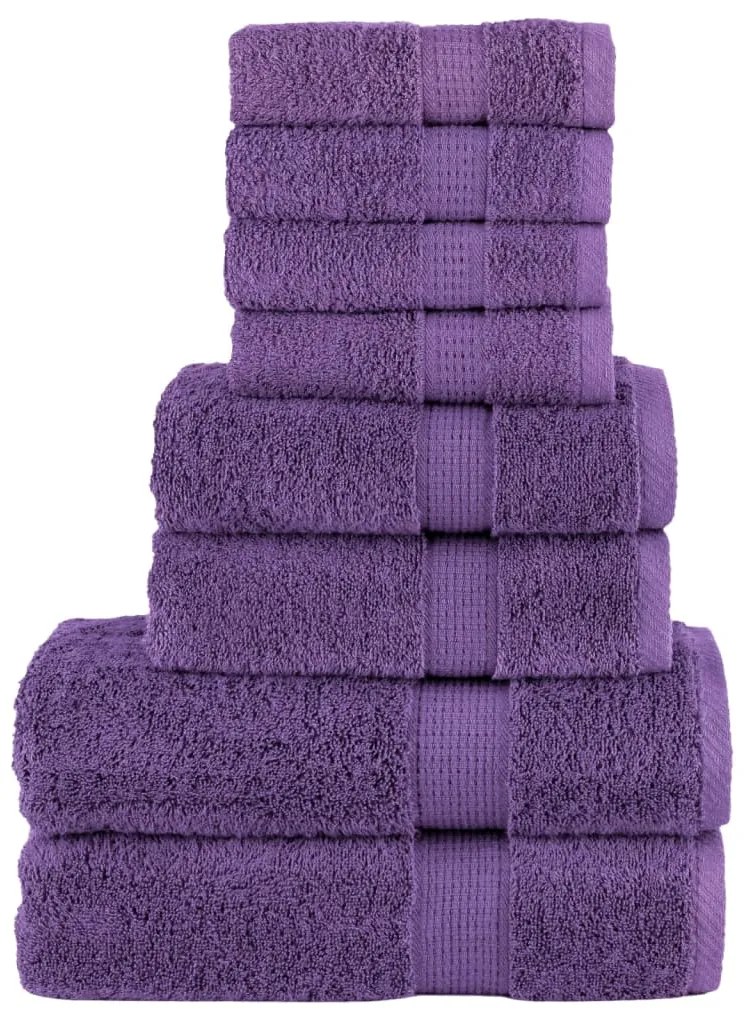 vidaXL Set de prosoape premium SOLUND, 8 piese, violet, 600 g/m²
