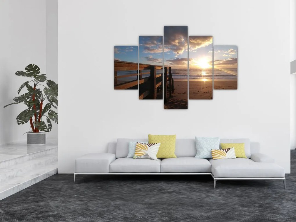 Tablou cu dig, plajă și mare (150x105 cm)