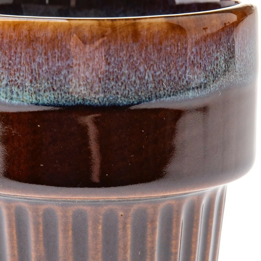 Set de 4 căni ceramice Rustik 100 ml, maro închis