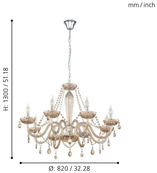 Eglo 39093 - Lustra BASILANO 8xE14/40W/230V