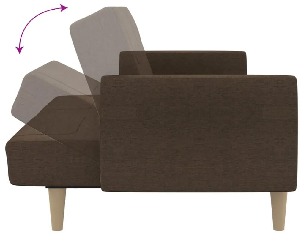 Canapea extensibila cu 2 locuri, maro, material textil Maro, Fara suport de picioare